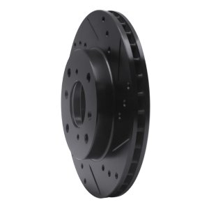 Acura CL Brake Rotor (1) - Front Right - R1 Concepts - Drilled & Slotted - Black - `98-`02